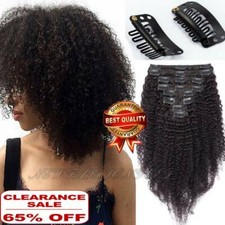 3B 3C Thick 8PCS Afro Kinky Curly Clip In Virgin Human Hair Extensions Full Head