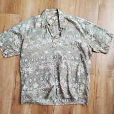 Pierre Cardin Men's L Button Up Hawaiian Designer Shirt Short Sleeve 100 Cotton