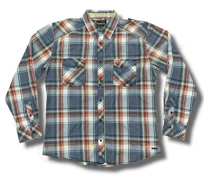 Buckle Black Label Button Up Shirt XL Embroidered Snap Plaid Long Sleeve Casual