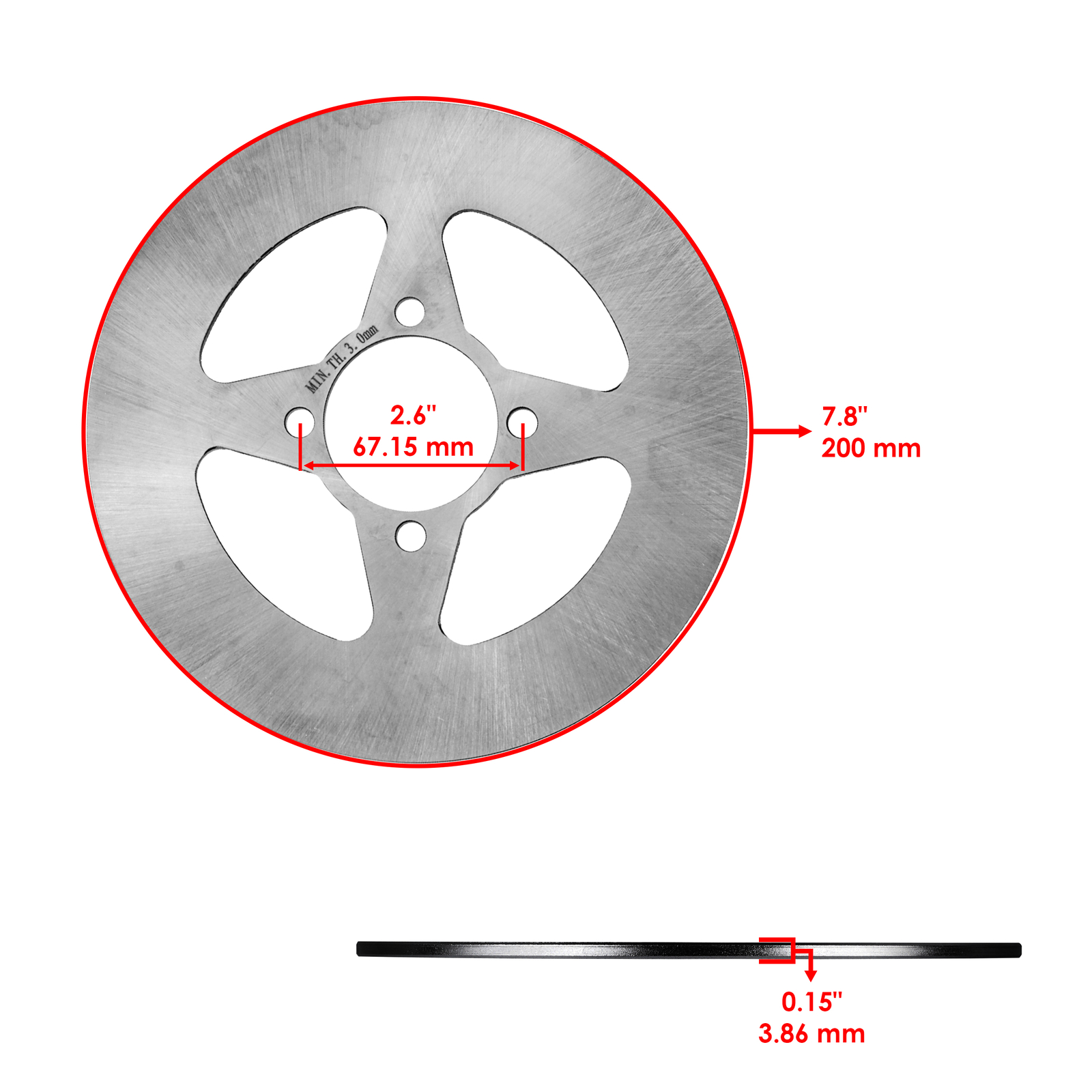 2004 350 Raptor Rear Rotor Front and Rear Brake Disc Rotor w/ Pads for Yamaha Raptor 350 YFM350 ...