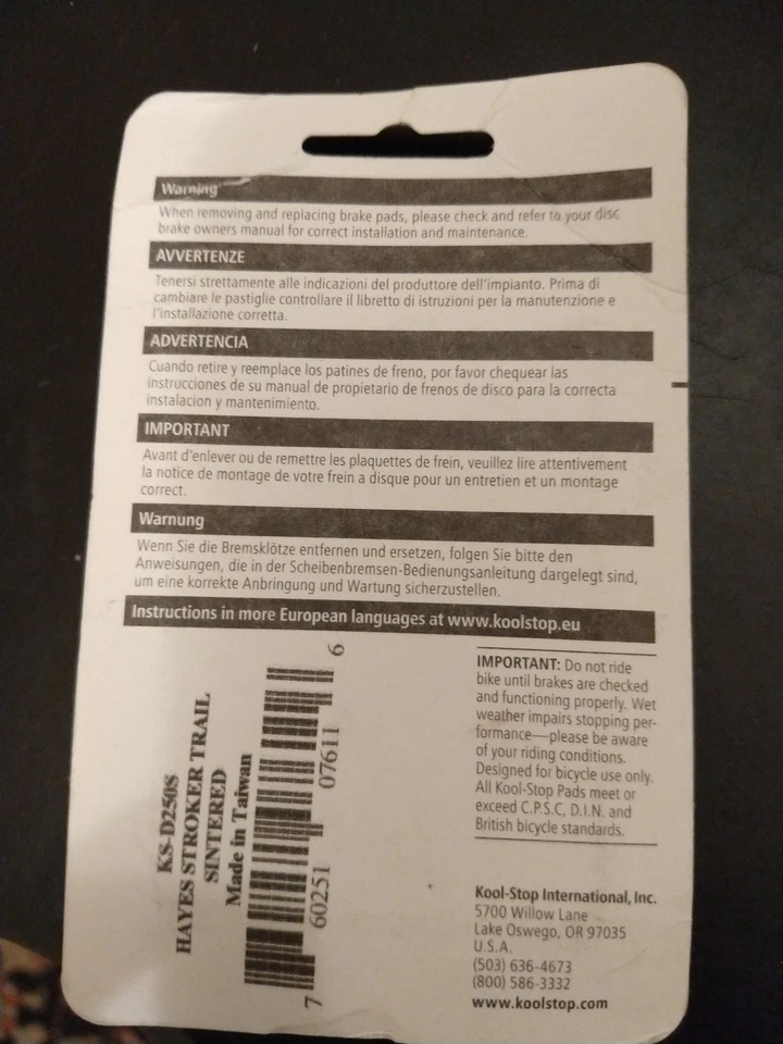KOOL STOP KS-D250S HAYES STROKER TRIAL SINTERIZADO CON RESORTE Foto 2 de 2