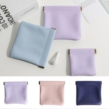 Leather Small Coin Pouch Purse Alloy Metal Spring Snap Closure Mini Change Bag