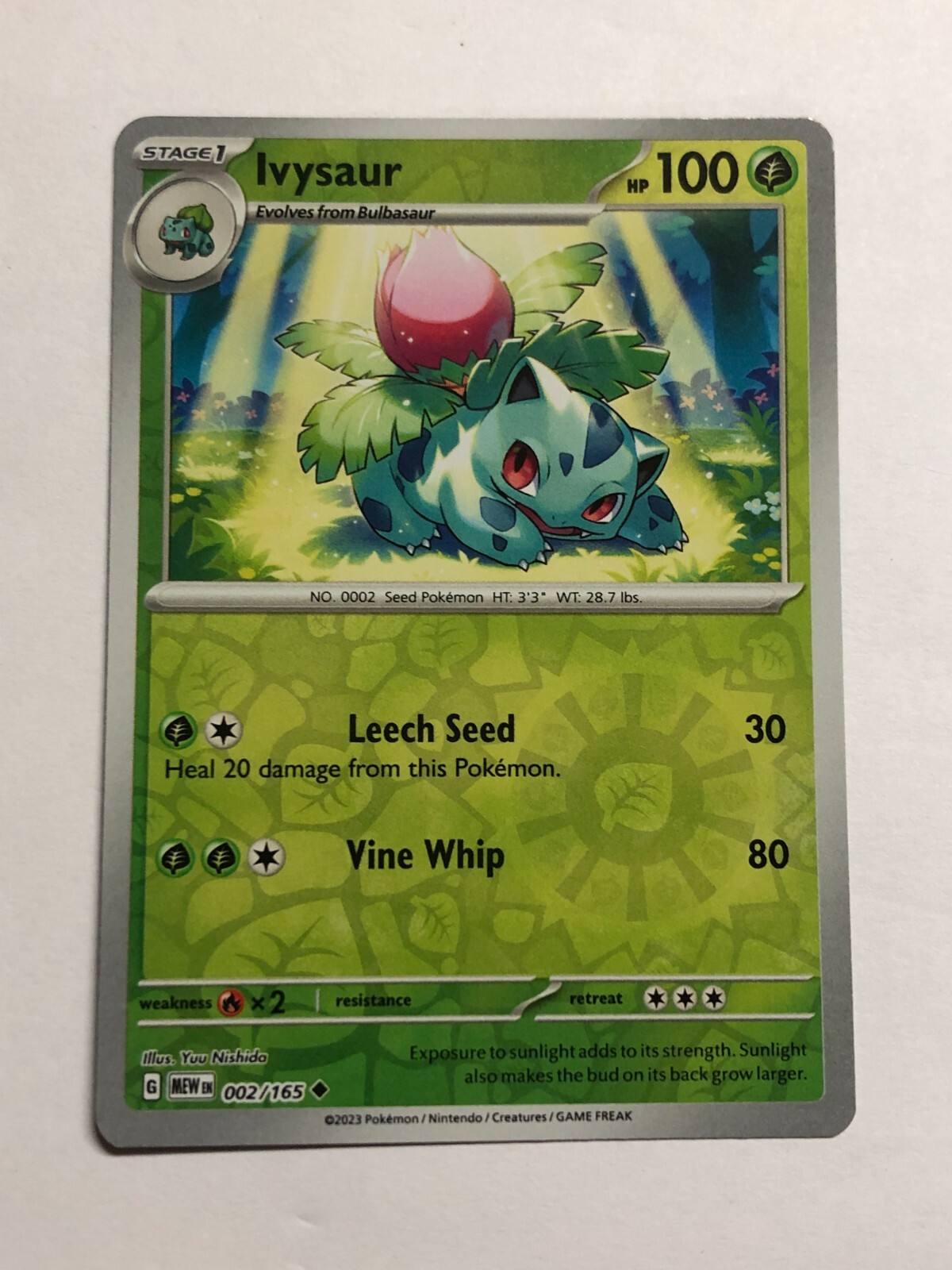 Pokemon Card 151 Reverse Holographic Ivysaur 002/165 Near Mint