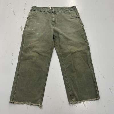 VTG Carhartt Carpenter Pants Olive Green Mens 40x28 Original Dungaree Fit  Chore