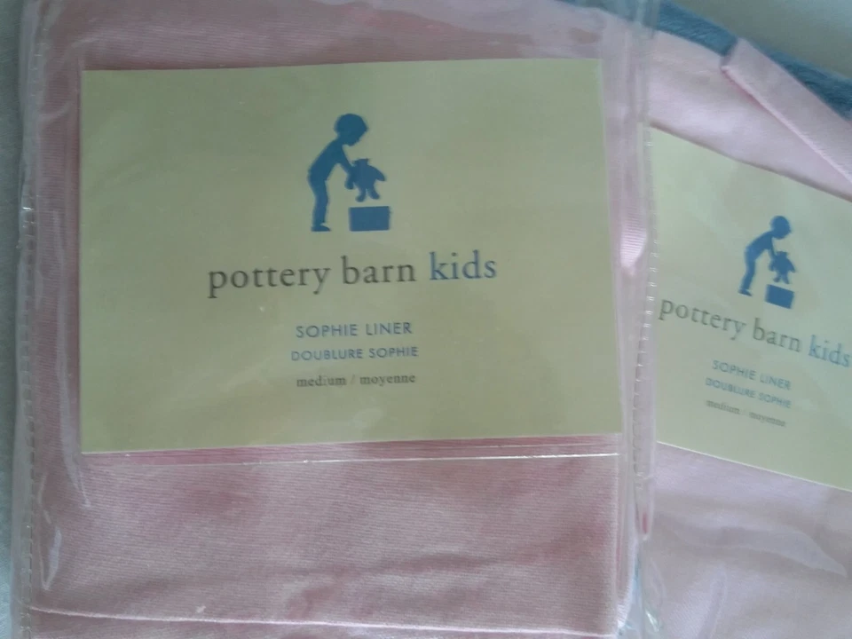 Pottery Barn Kids Sophie Medium Basket Liner Pink with Blue Butterflies New Foto 2 de 4