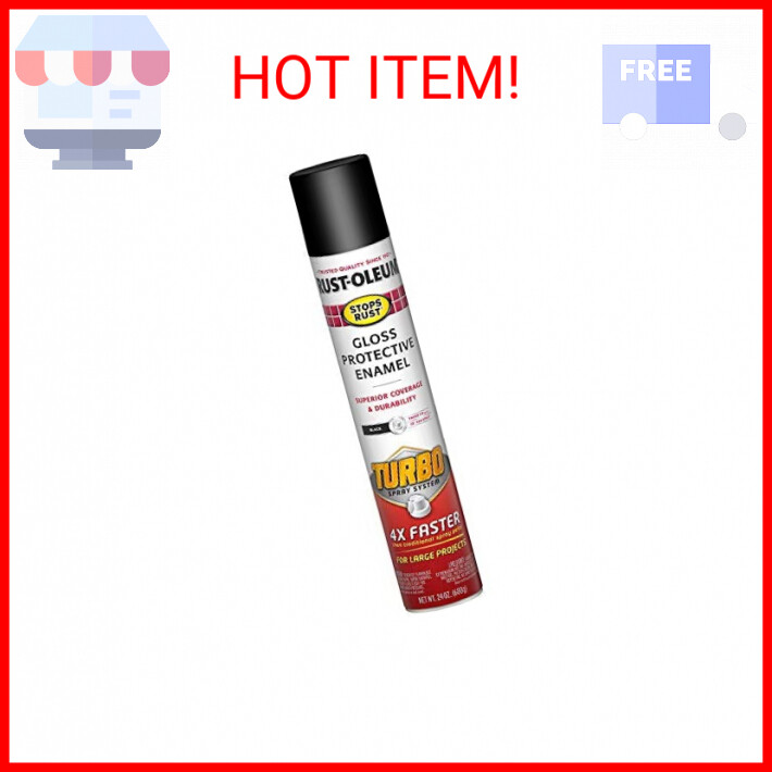 Rust-Oleum 334128 Stops Rust Turbo Spray Paint, 24 oz, Gloss Black | eBay