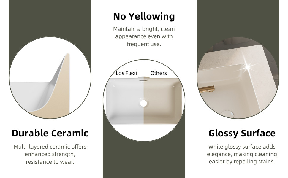 Los Flexi 22" x 13" White Porcelain Rectangular Vessel Sink with Rear Overflow