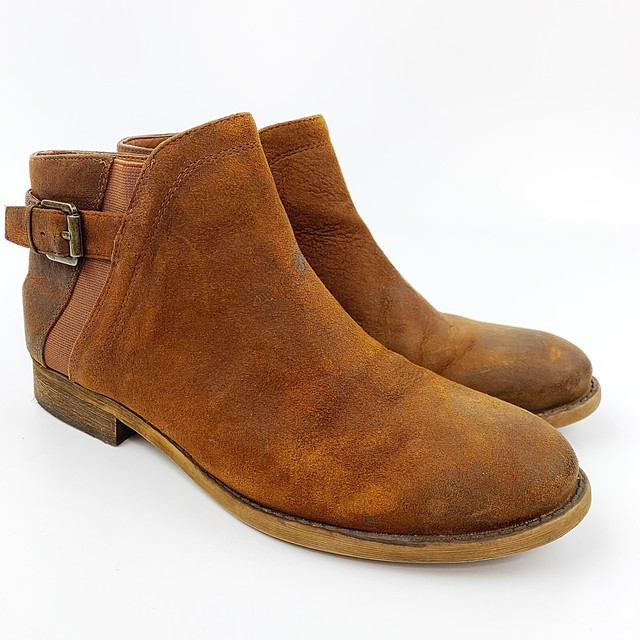 FRANCO SARTO Womens Kennedy Brown Leather Suede Ankle Boot Bootie Buckle Sz 7 M | eBay
