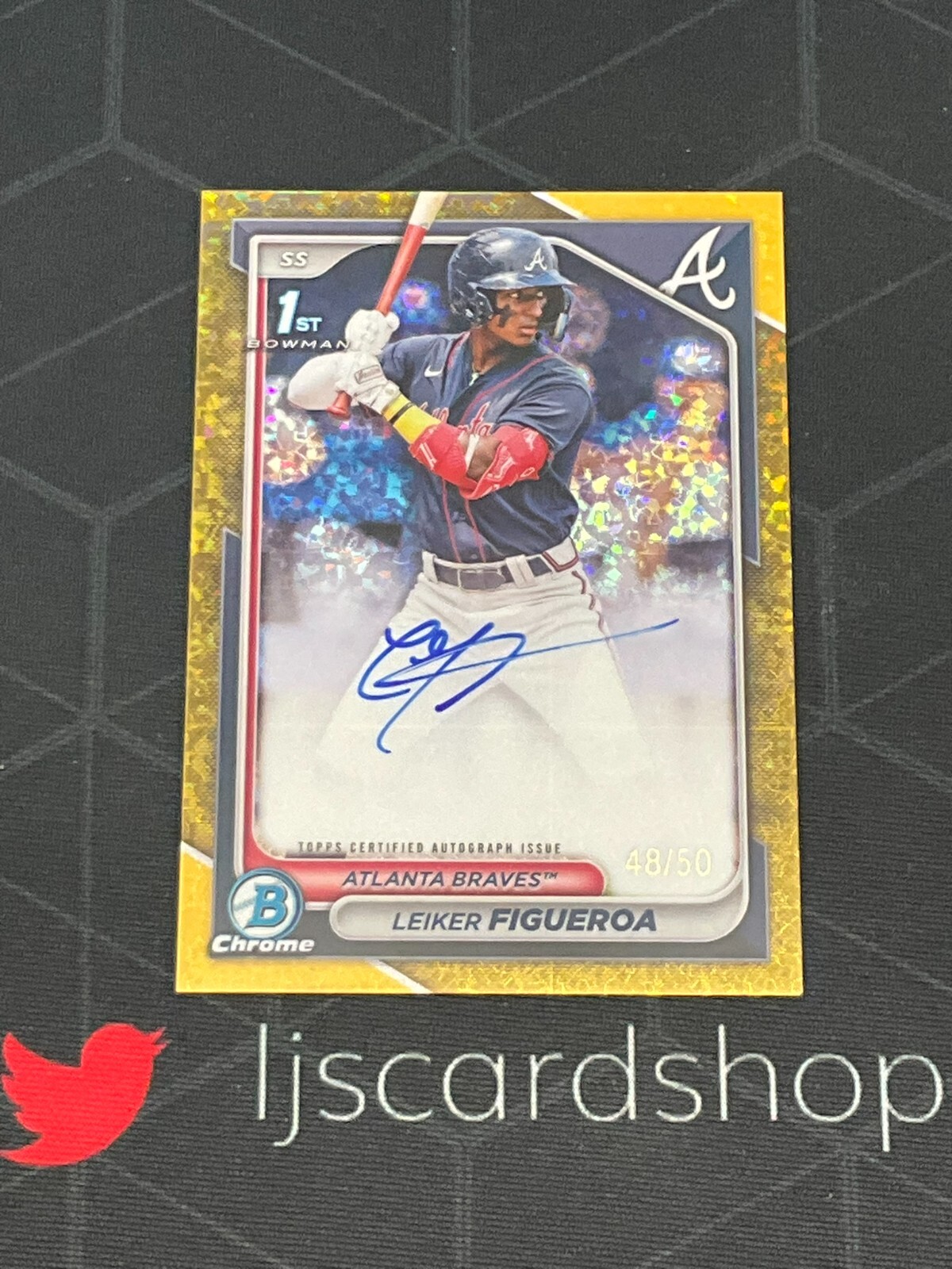 2024 Bowman Chrome Leiker Figueroa 1st Bowman Auto Mini Diamond Gold /50 C1