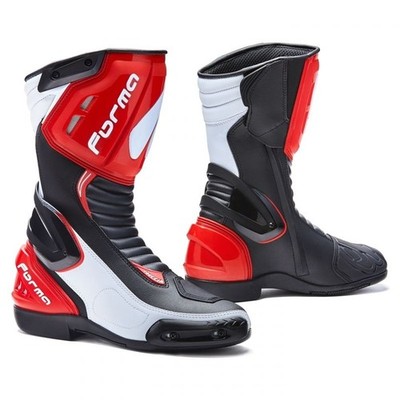 Leather Boots Racing Forma Freccia Black White Red