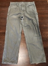 Carhartt B159 DMS Olive Green Loose Fit Carpenter Pants Workwear 36 x 32