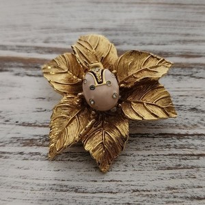 Authentic St. John vintage 24k gold plated crystal ladybug brooch