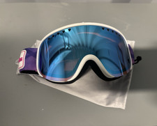 Boll Mirrored Blue Lens Ski/Snowboard Goggles, White Frame Purple Strap UV400