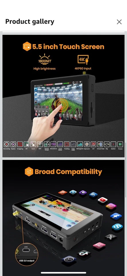 TARION Video Mixer Switcher for Streaming: 4-in-1 5.5 Touch Screen HDMI Input - image 3 of 4