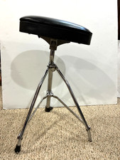 Ludwig Drum Seat Stool Throne 12 inch Oval Black Saddle Cushion Adjustable Folds