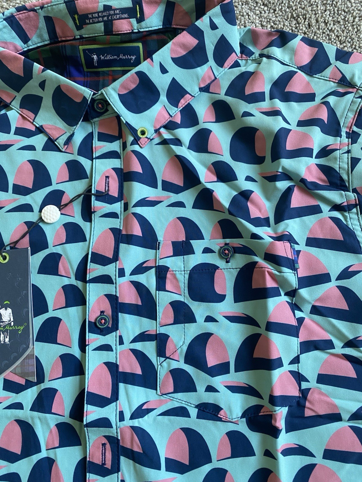 X-LARGE William Murray Golf Men's Building Bridges Button Shirt Short Sleeve NEW