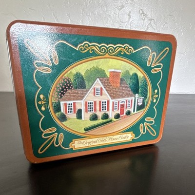 Toll House Collectible Decorative Advertising Tin Box Green Brown Yellow Red