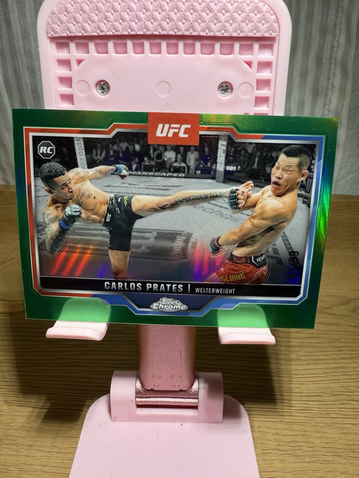 2025 Topps Chrome UFC - Carlos Prates #40 Green Refractor /99 (RC)