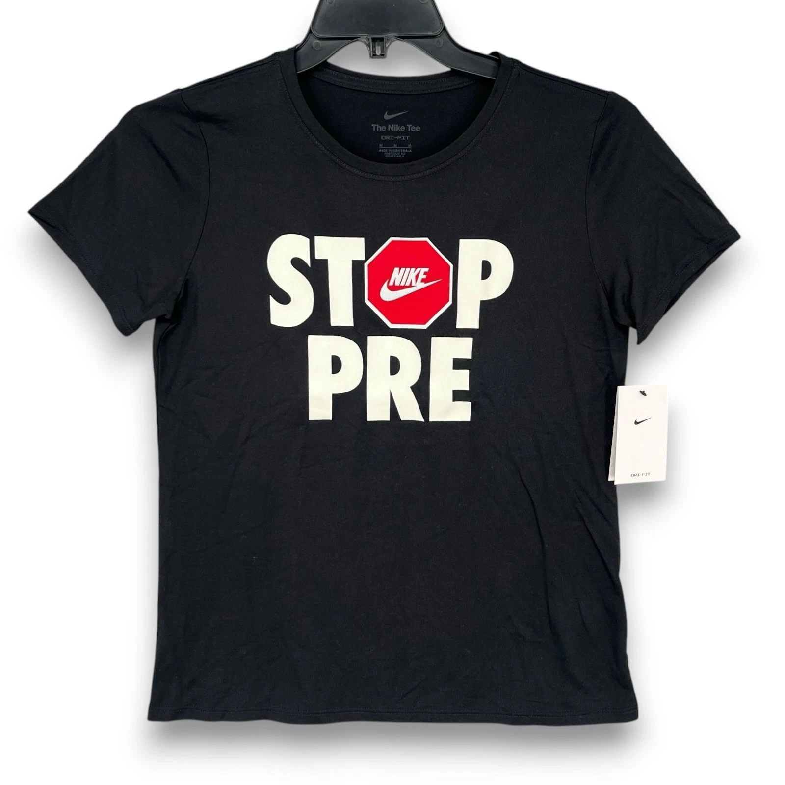Nike Stop Pre Women’s Dri Fit Tee Size M (Black) NWT Track & Field Prefontaine