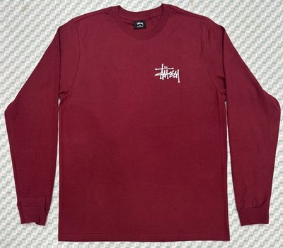 Stussy Basic Logo / Burgundy Mens Long Sleeve SIZE XS AND MD | eBay