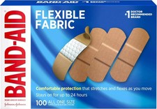 Band-Aid Brand Flexible Fabric Adhesive Bandages, 100 Count, Free Shipping NEW