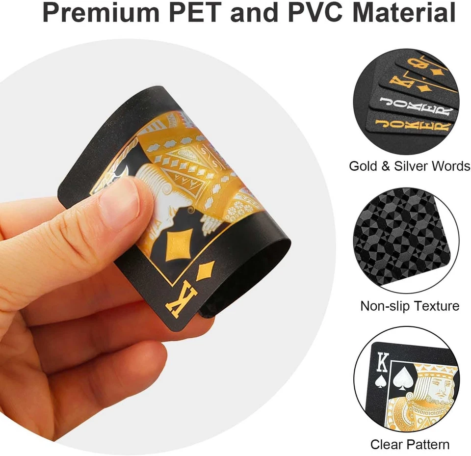 Carte Da Gioco Dal Negro Impermeabili in Plastica, 1 Mazzo Di Carte Da Poker Ner - Immagine 4 di 4