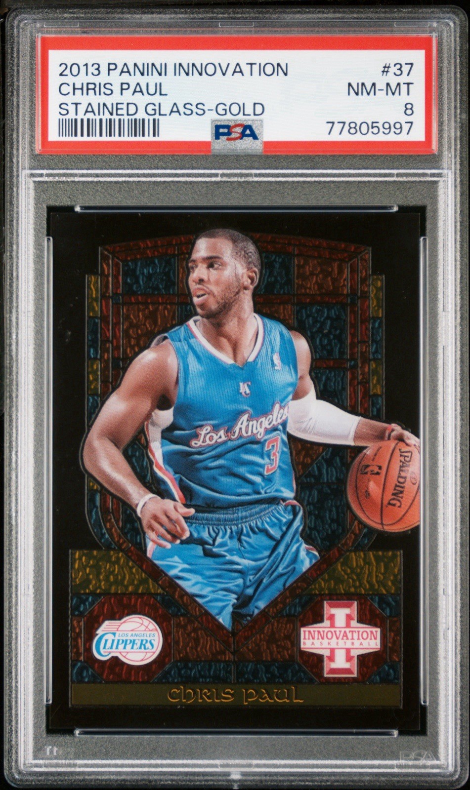 2013-14 Panini Innovation Chris Paul Stained Glass Gold #37 Clippers PSA 8