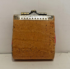 Cork Coin Purse With A Metal Clasp Closure Fabric Lining Unbranded Excellent