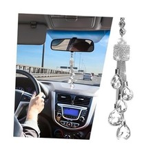 Car Rear View Mirror Charm, Crystal Rhinestone Vehicle Rearview Hanging