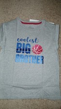 COOLEST BIG BROTHER-GRAY-10Y-T-SHIRT BASKETBALL-NEW
