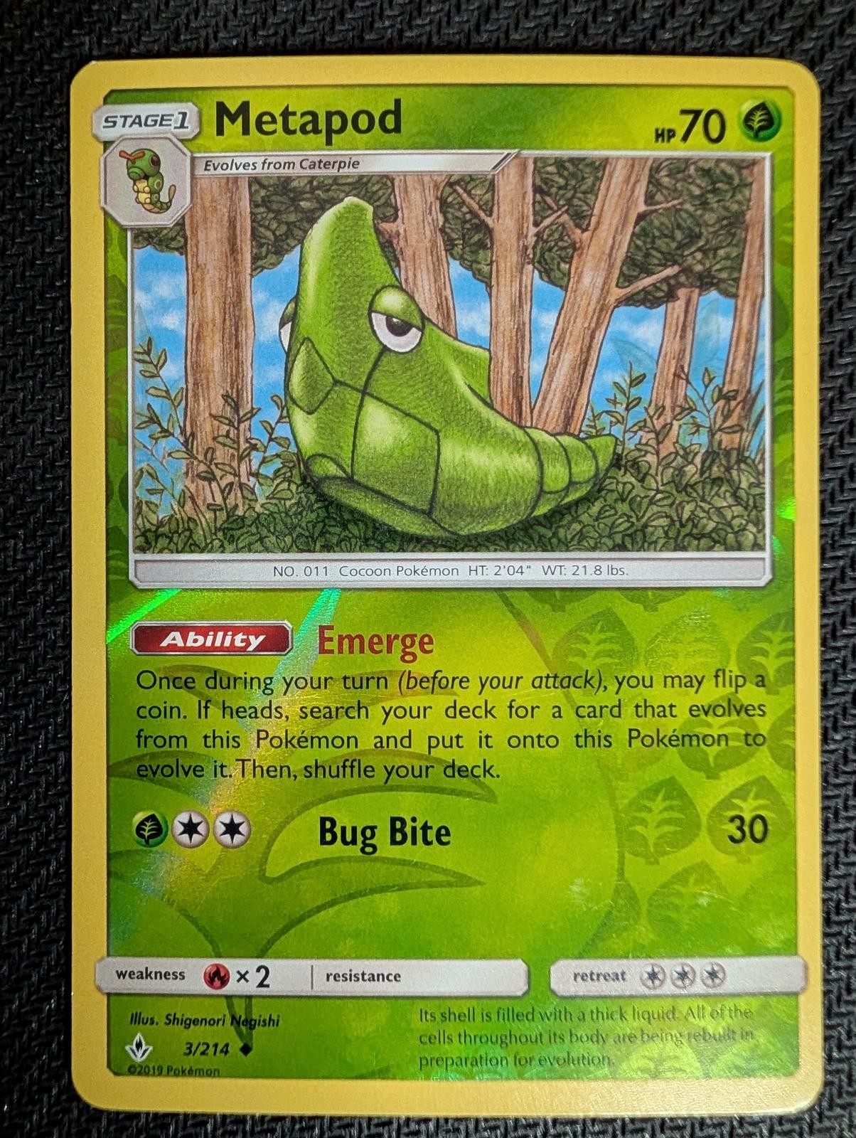 Metapod 3/214 Uncommon Unbroken Bonds Pokemon Reverse Holo Lightly Played