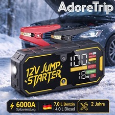 6000A Auto Starthilfe 12V AdoreTrip Batterie Booster 7L Benzin 4L Diesel IP54 6000A Auto Starthilfe 12V AdoreTrip Batterie Booster 7L Benzin 4L Diesel IP54