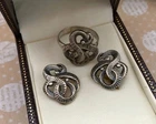 Vintage USSR 925 Sterling Silver Ring & Earrings Set | Leningrad Jewelry | S 7.5
