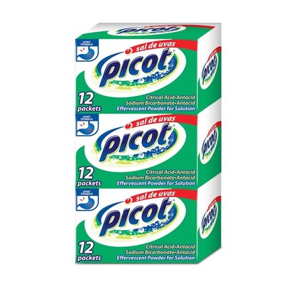 Sal de Uvas Picot, Effervescentl, Powder 12 Count (Pack of 3), White 