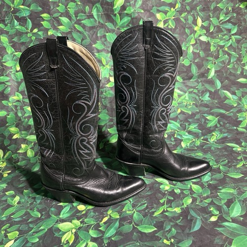 Vintage Sheplers Stiefel Damen D schwarz Western geprägtes Leder Größe 6 hergestellt in den USA - Bild 2 von 14