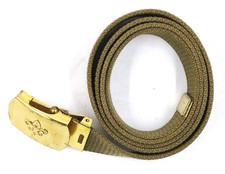 BSA Boy Scouts 41  Green Canvas Belt Brass Buckle Made In USA Fits Up To 38  