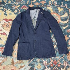United Colors of Benetton Blazer Jacket Women's Sz 48 Denim Two Button Casual