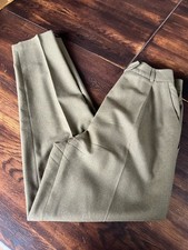 Burberrys Vintage Wool Dress Pants Women  s 6 Army Green Pockets USA Tapered  