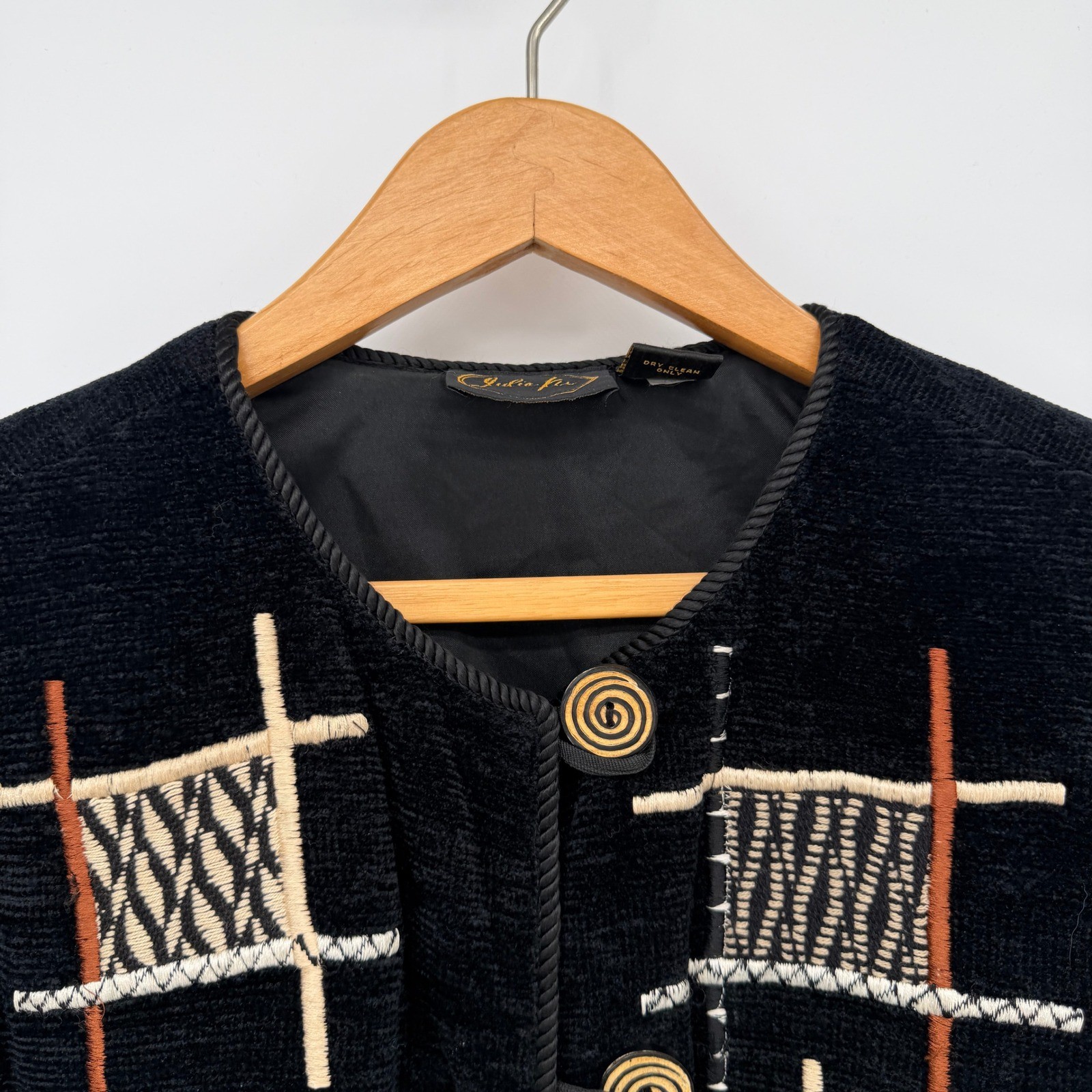 Julia Kin Embroidered Patchwork Jacket Black Rayo… - image 3