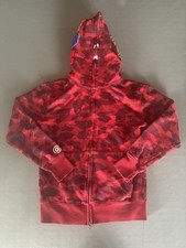 A Bathing Ape Red Camo Full Zip Hoodie NO TEETH 