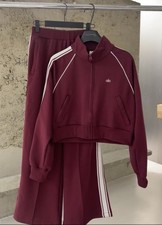 Conjunto alo Tracksuit Set Burgundy  White Jacket Pants Mujer Regular Deportivo