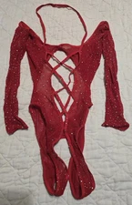 Women's Fishnet Teddy Sparkle Rhinestone One-Piece Bodysuit
