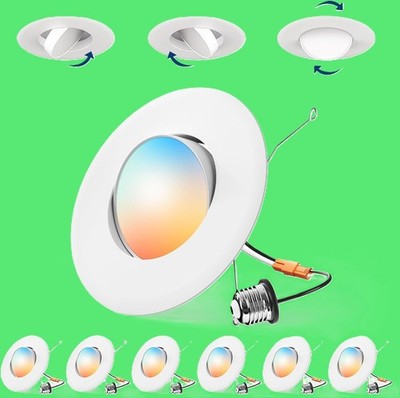 Amico 6 Pack 6 Inch Retrofit Eyeball Gimbal Can Lights, 5CCT LED Recessed Lights