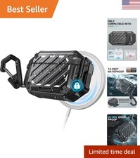 Stylish Black AirPods Pro 3 Case with Lock Carabiner - Waterproof Protection