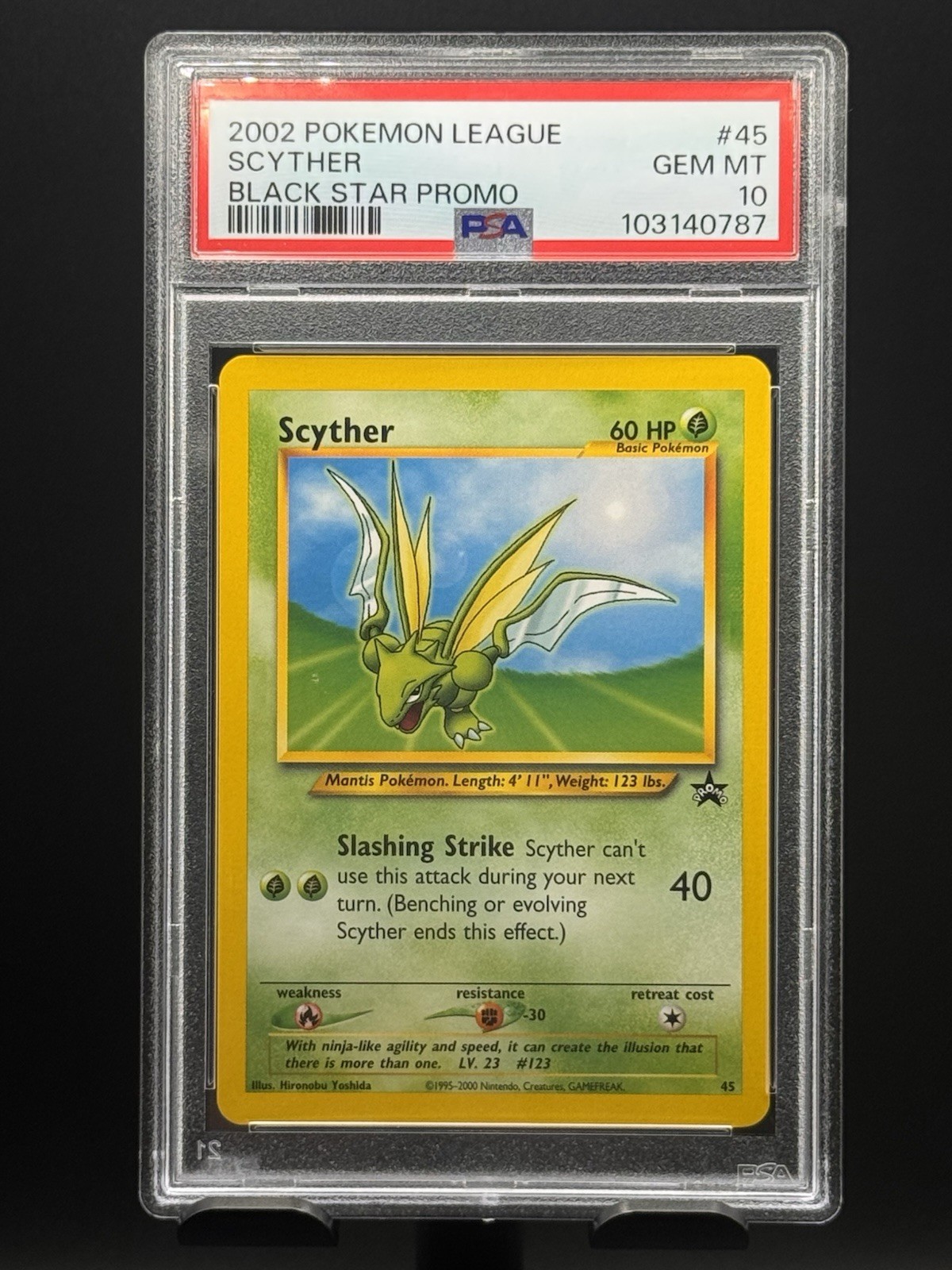PSA 10 Scyther 45 Black Star Promo Pokemon League 2002 - Vintage Low Pop