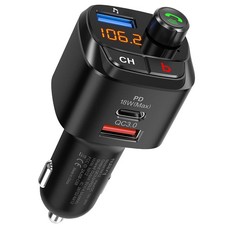 Nulaxy Bluetooth 5.0 FM Transmitter for Car, QC3.0 USB-C PD Small, Black
