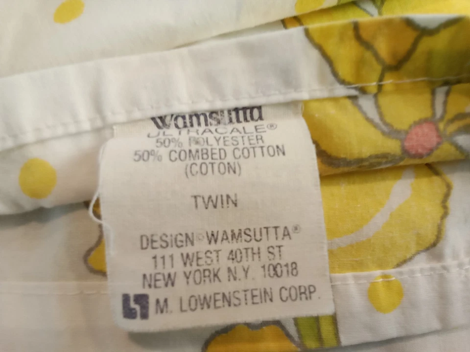 Hoja plana vintage Wamsutta ultracal tamaño doble estampado floral narciso EE. UU. Foto 2 de 4