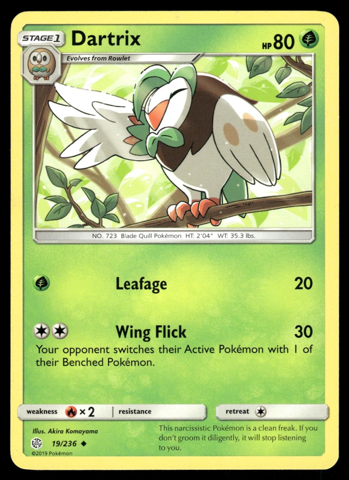 Dartrix 19/236 Uncommon Cosmic Eclipse Pokemon NM