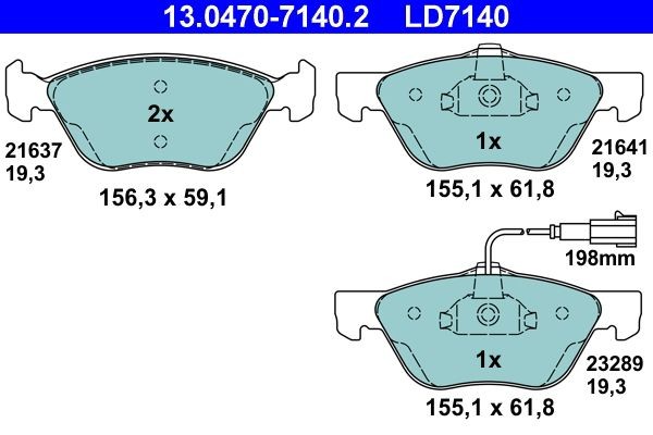 ATE Bremsbelagsatz, Scheibenbremse 13.0470-7140.2 FüR Alfa Romeo Fiat Lancia-image