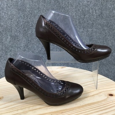 Connie Shoes Womens 9.5 M Stacey Pumps Brown Faux Leather Casual Stiletto Heels